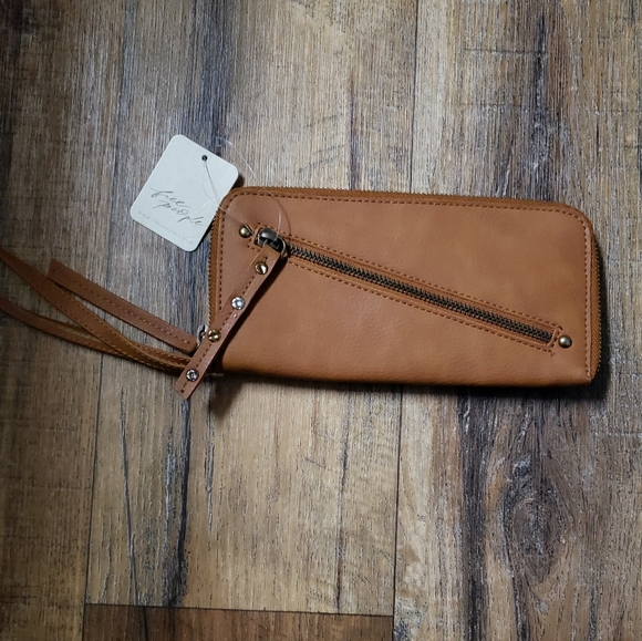 Free People Handbags - Free People Vegan Zip-Top Wallet in Brown
